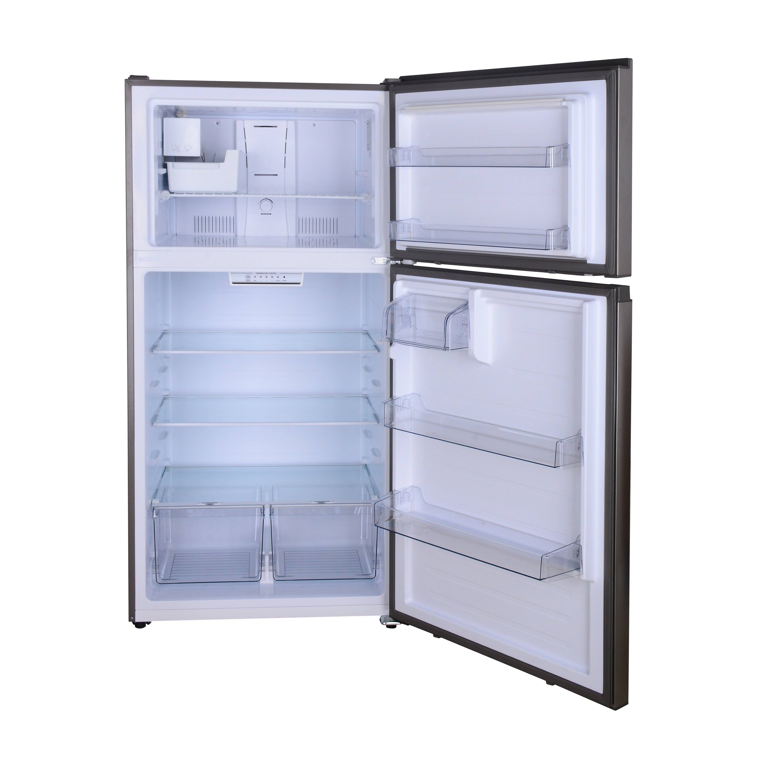 Angle. Conserv - Conserv 33in Apartment Refrigerator 21cf Top Freezer FACTORY INSTALLED ICE MAKER E-Star 110V - Stainless.