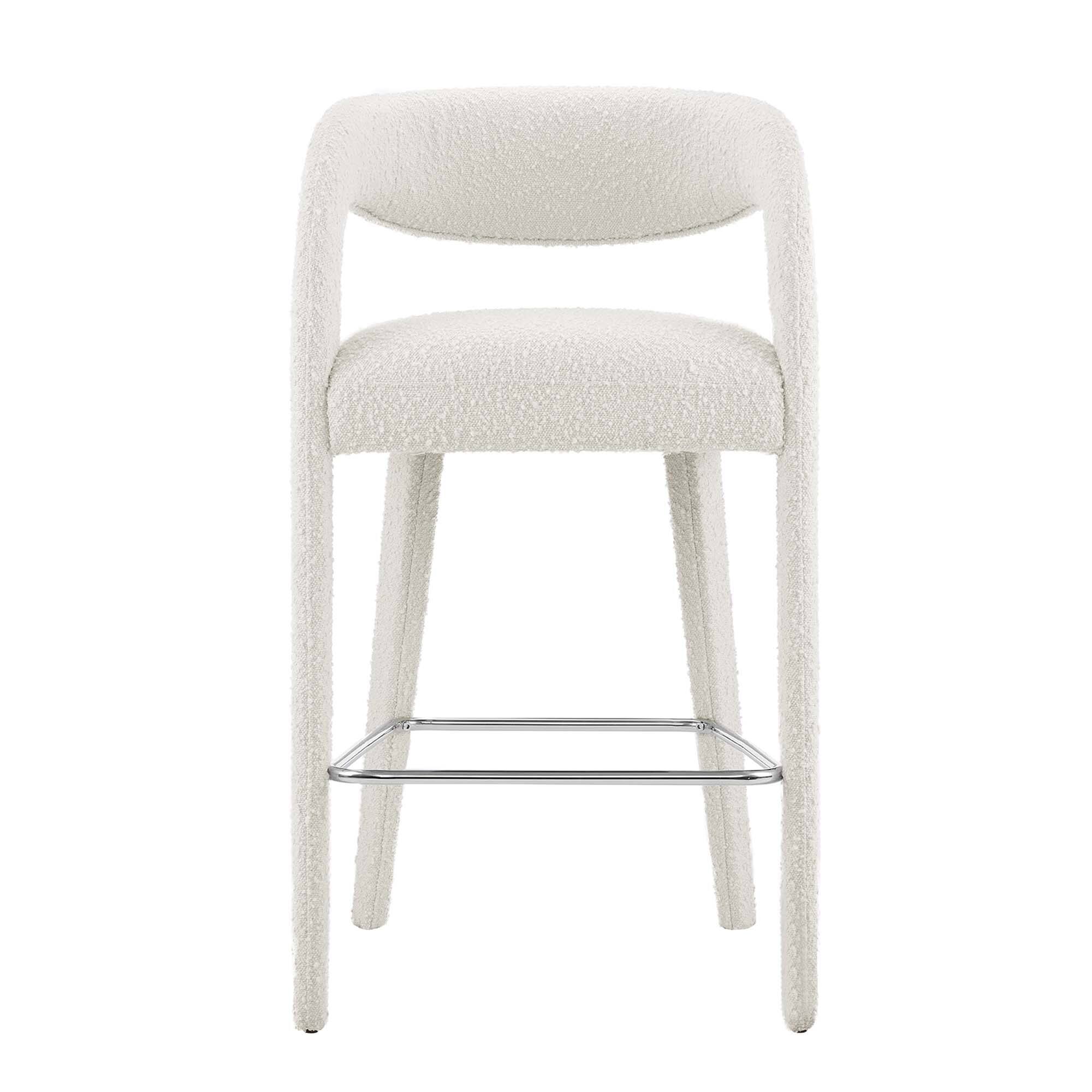 Alt View 5. Modway - Pinnacle Boucle Upholstered Bar Stool Set of 2 by Modway - Ivory Silver.