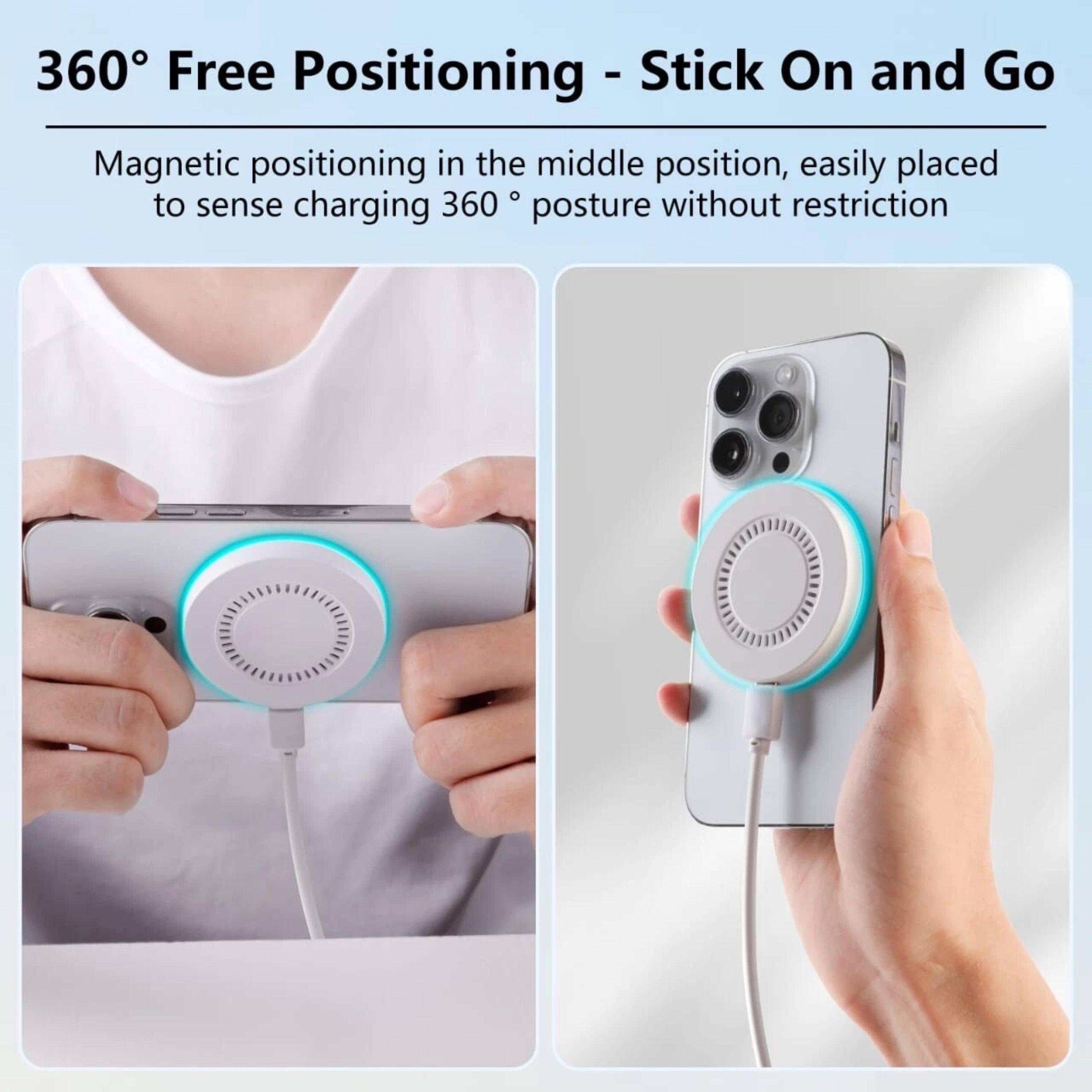 360° Free Positioning - Stick On and Go

Magnetic positioning in the middle position, easily placed to sense charging 360° posture without restriction