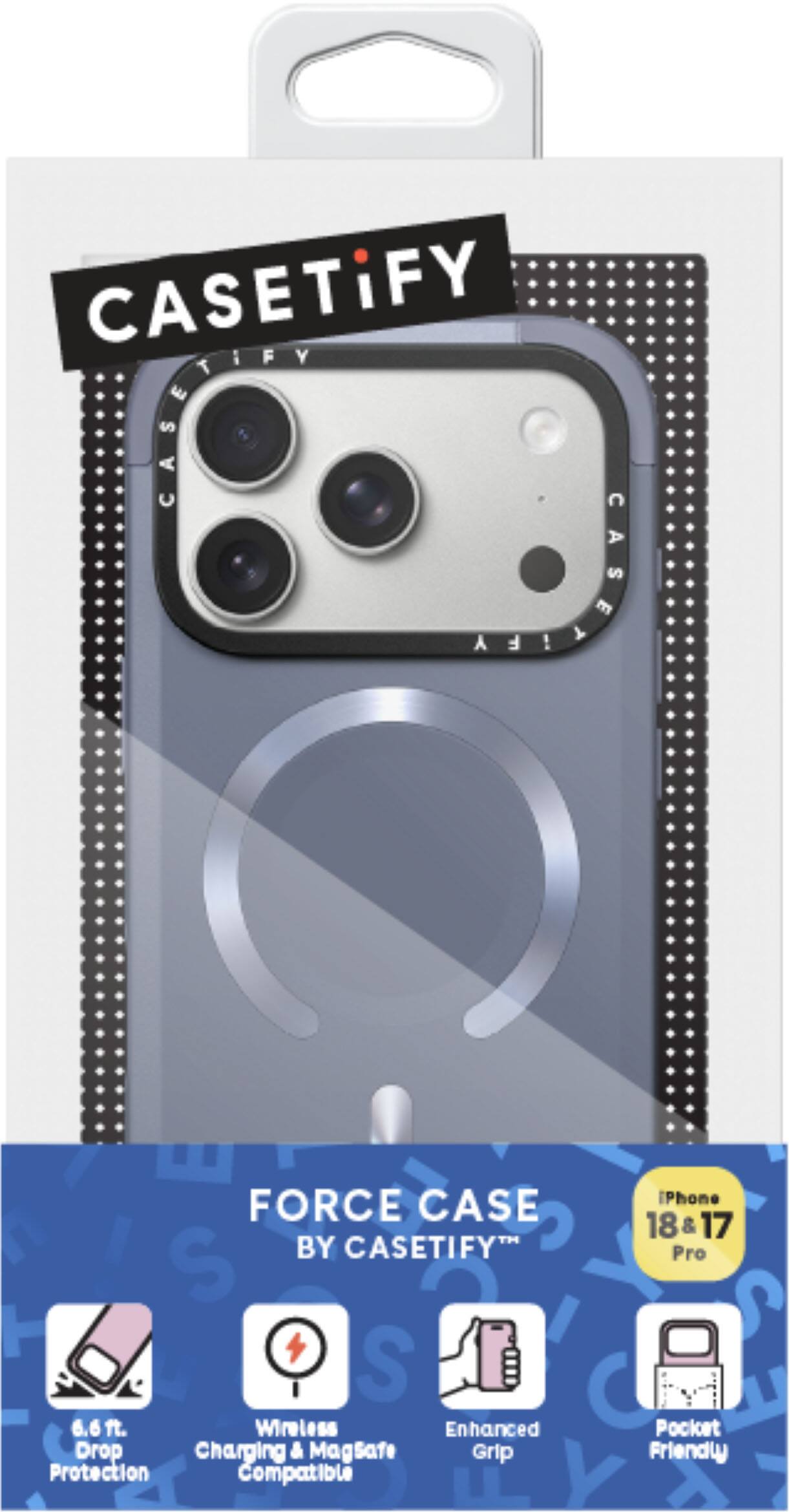 CASETiFY CONVECTION MINISTO  
FORCE CASE BY CASETiFY  
iPhone 18&17 Pro  
S C 6.6ft. Wireless Enhanced Pocket Drop Charging & Magsafe Grip Friendly Protection Compatible