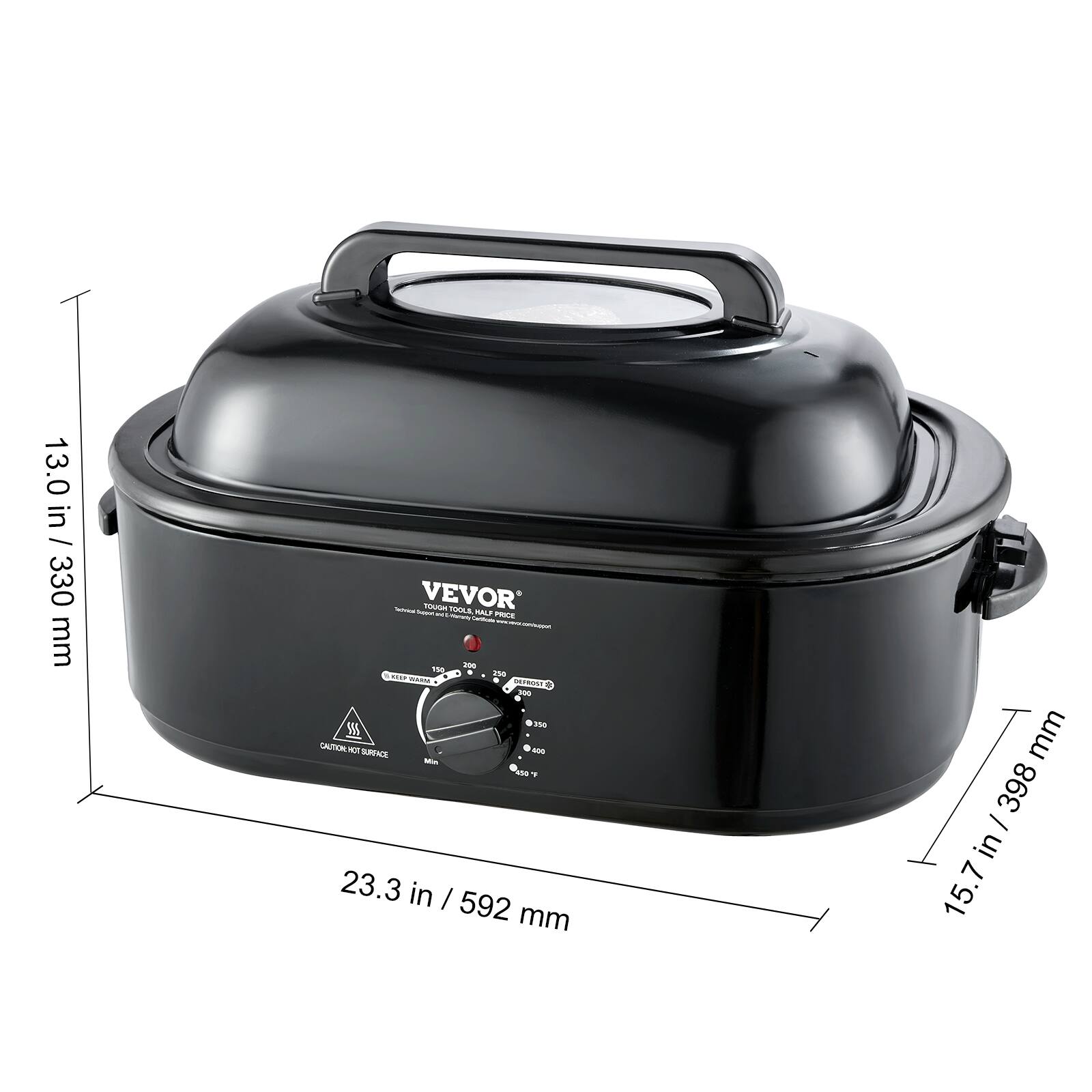 13.0 in / 330 mm - VEVOR - FOLA - -. - BLP - I Z TM w.. N  NEtut Jo . uss M CE - - URNCE - ass 23.3 in / 592 mm 398 / 15.7 in / 398 15.7 in