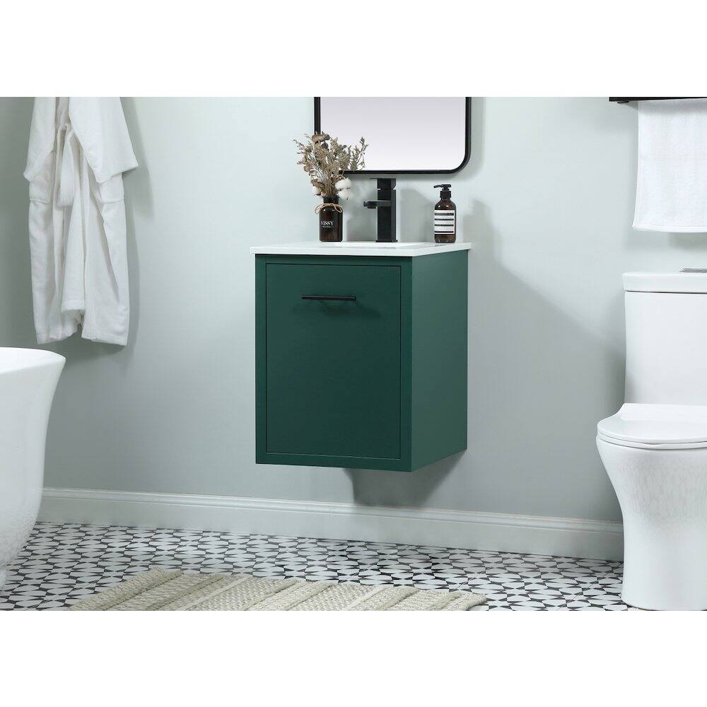 Alt View 10. Elegant Kitchen and Bath - 18 Inch Single Bathroom Vanity In Green - Green.