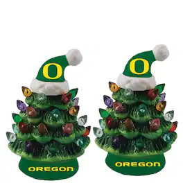 Evergreen Enterprises - Oregon Ducks 2-Pack 4" Ceramic LED Christmas Tree Set - Multicolor