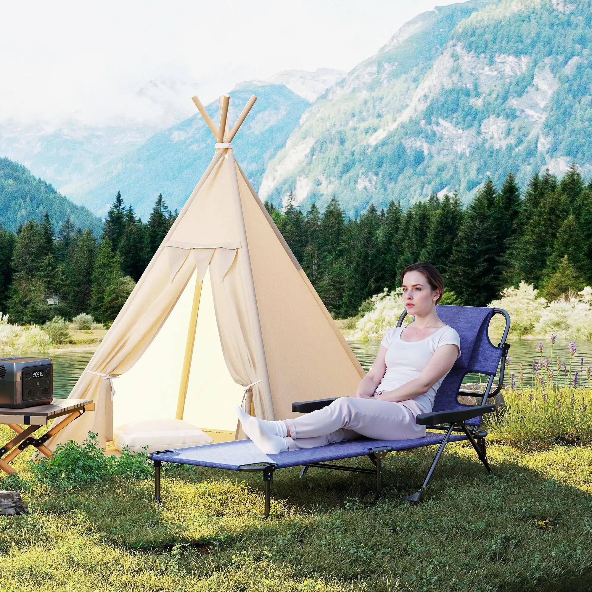 Alt View 5. Spaco - Spaco Folding Lounge Chair with Reclining Back - Navy Blue.