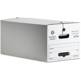 Business Source - Heavy Duty Letter Size Storage Box Medium Stackable White For File Recycled 12 / Carton