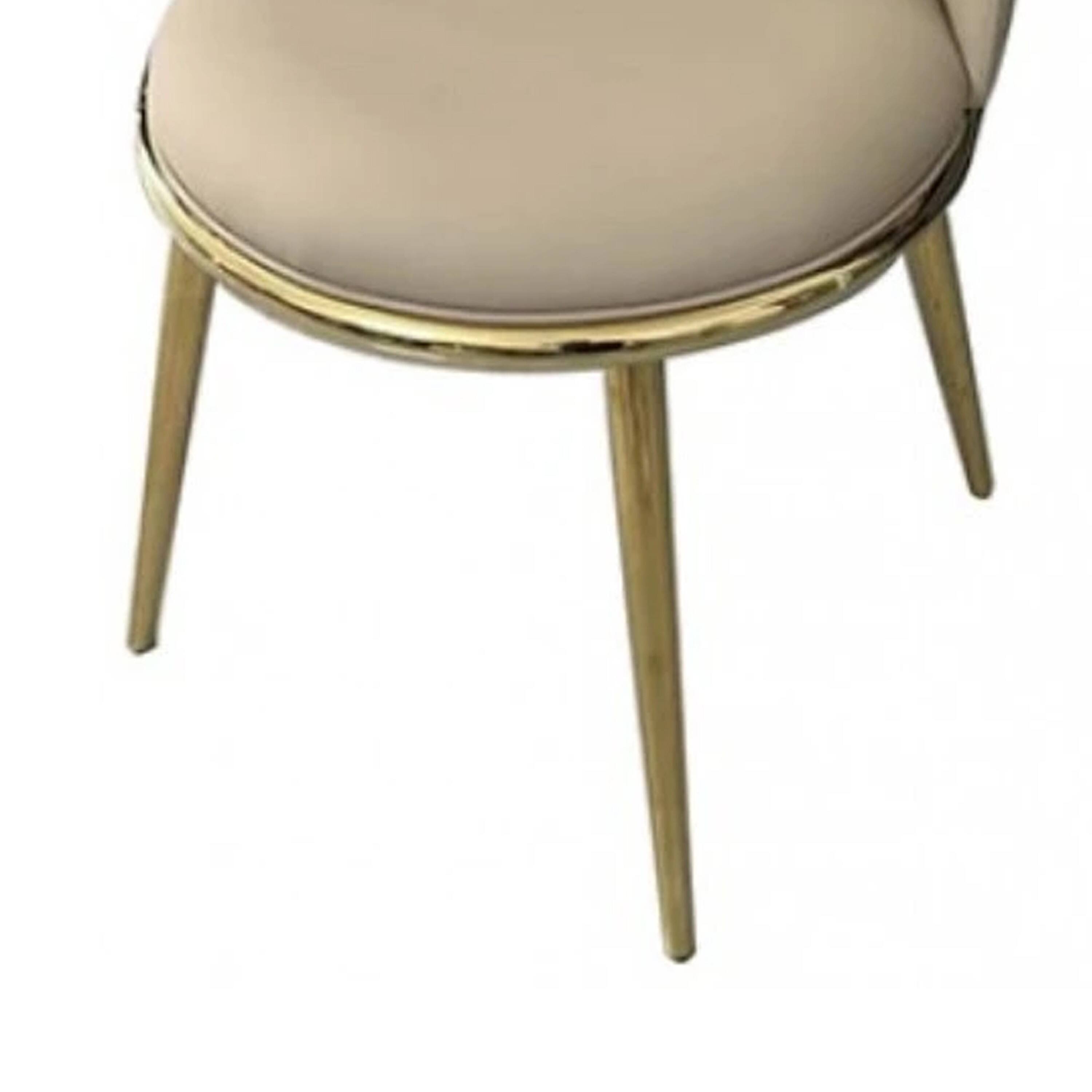 Alt View 3. Manhattan Lane - Relli Side Dining Chair Set of 2, Gold Metal, Taupe Faux Leather - Gold, Taupe.