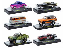 "Auto Meets" Set of 6 Cars IN DISPLAY CASES Release 89 Limited Edition 1/64 Diecast Model Cars by M2 Machines - Multicolor
