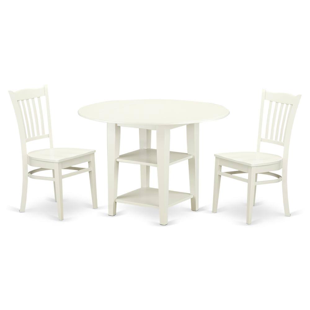 Back. East West Furniture - Dining Room Set Linen White - Brown.