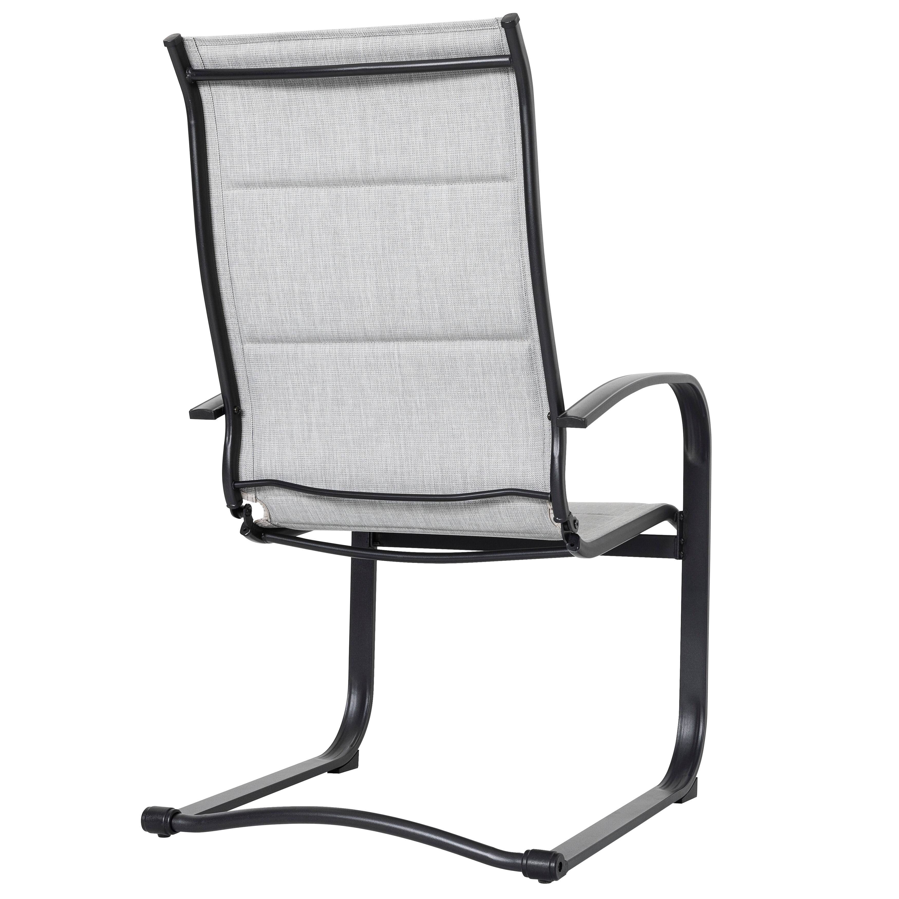 Alt View 7. Nuu Garden - Patio C-Spring Dining Chair Set of 4, All-weather Textilene Fabric, Powder-coated Iron Frame - Black and Gray.