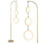 Front. Costway - Costway 3-Circle Dimmable LED Floor Lamp with Foot Pedal Switch and 3 Color Temperatures - Gold.