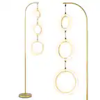 Front. Costway - Costway 3-Circle Dimmable LED Floor Lamp with Foot Pedal Switch and 3 Color Temperatures - Gold.