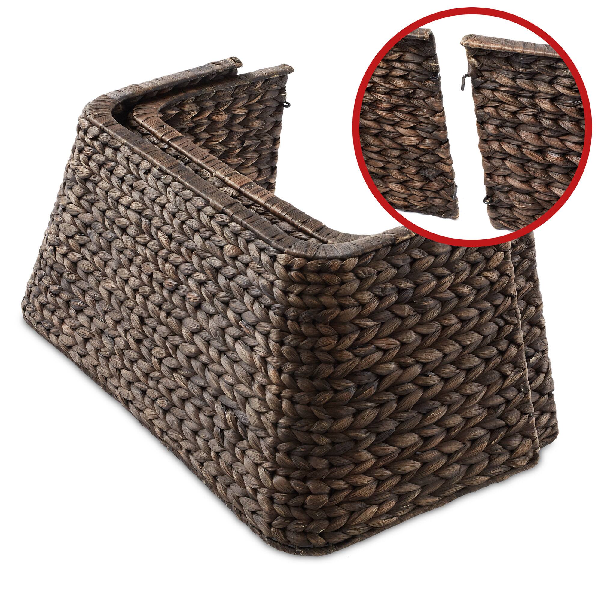 Alt View 4. Casafield - 22-in Water Hyacinth Christmas Tree Collar - Square Base Cover - Espresso.