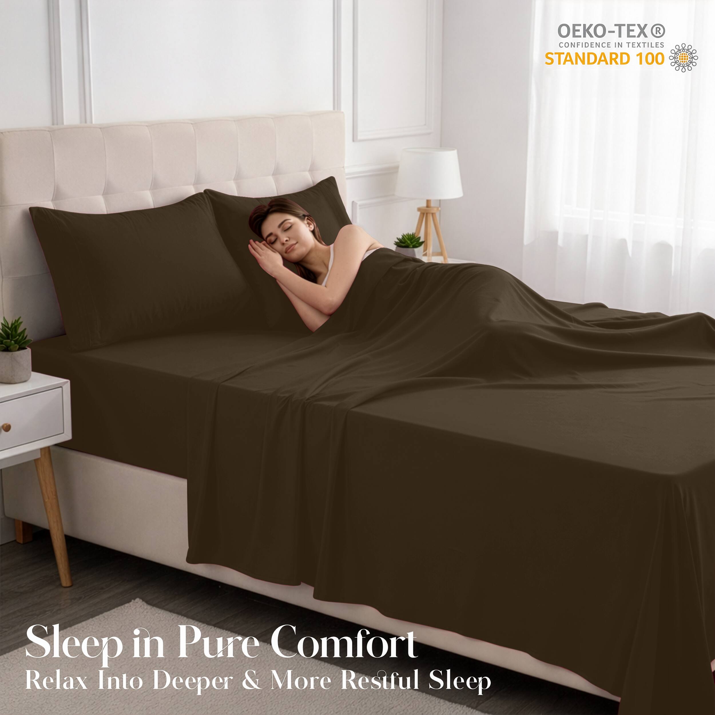 - OEKO-TEX® CONFIDENCE IN TEXTILES STANDARD 100
- Sleep in Pure Comfort
- Relax Into Deeper & More Restful Sleep