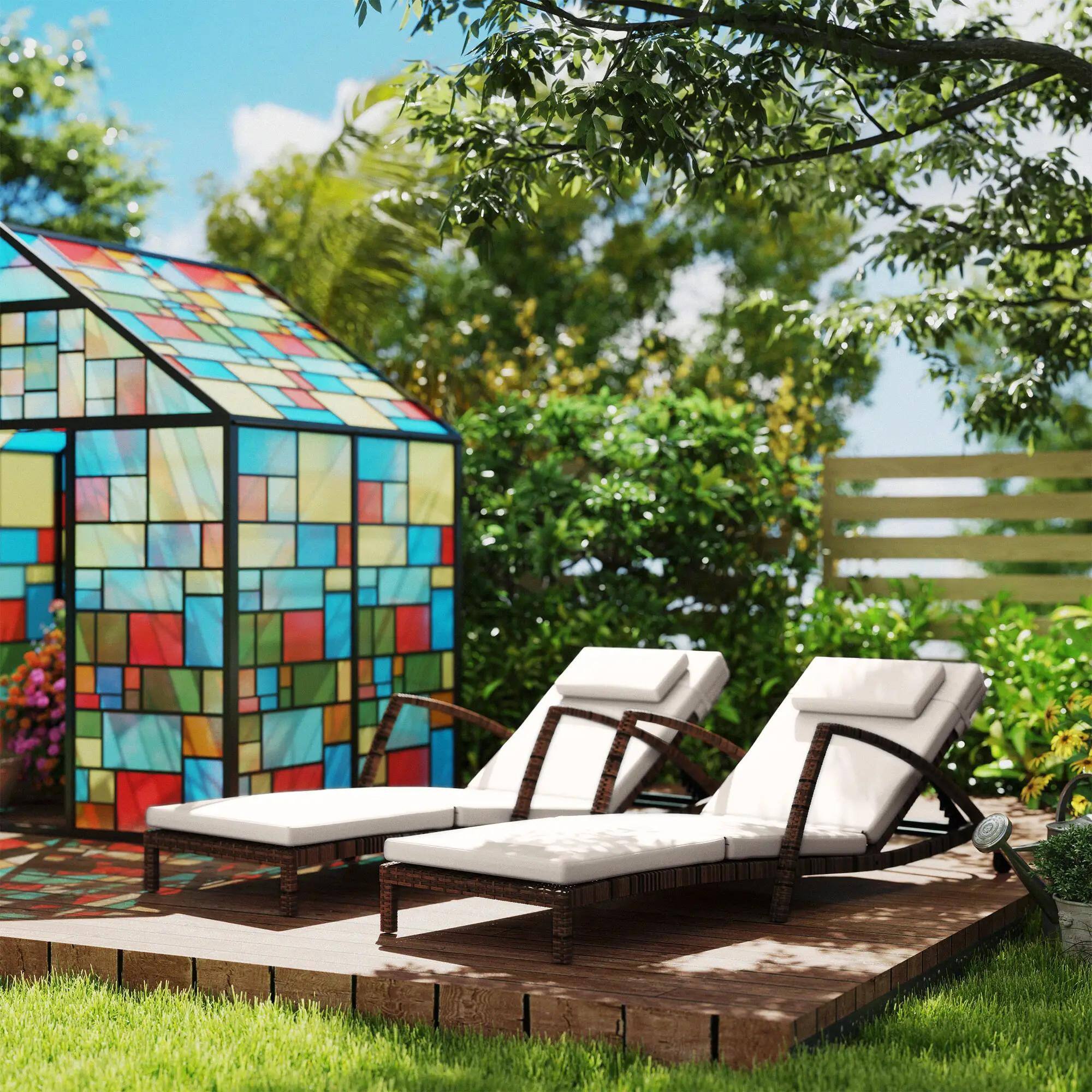 Left. Resenkos - Resenkos Set of 2 Wicker Chaise Lounge Chairs With 5-Way Back Support， Adjustable Patio Loungers, Beige - Beige.