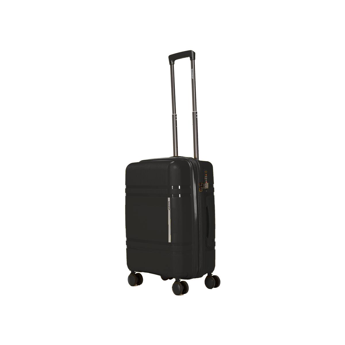Left. APRILSOUL - Expandable Hard Shell Luggage Set with Rotating Wheels suitable for carry on - Black.