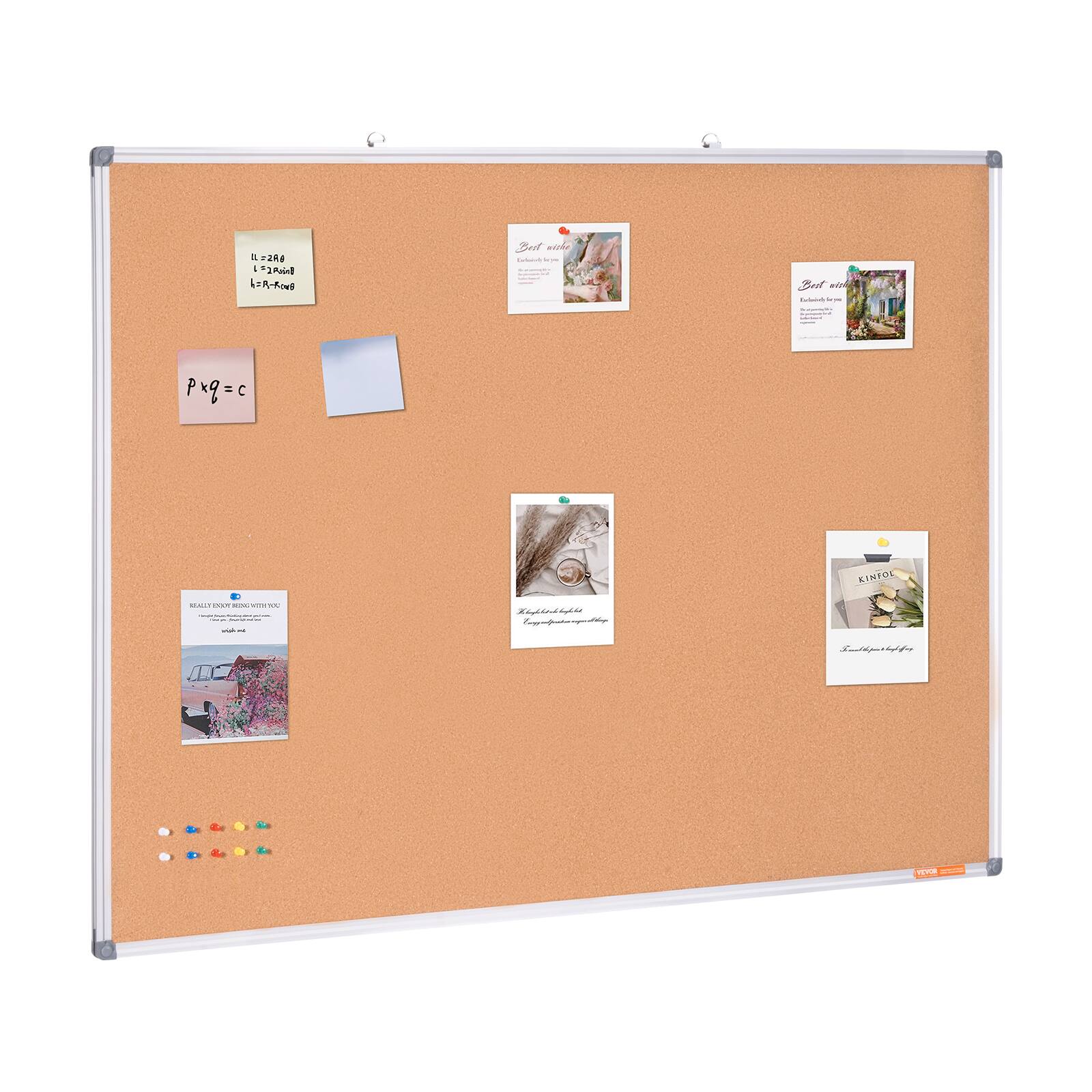 VEVOR - 48"x36" Large Cork Board – Wall-Mounted Bulletin Board with Pin Board – Perfect for School, Home, Office - Silver