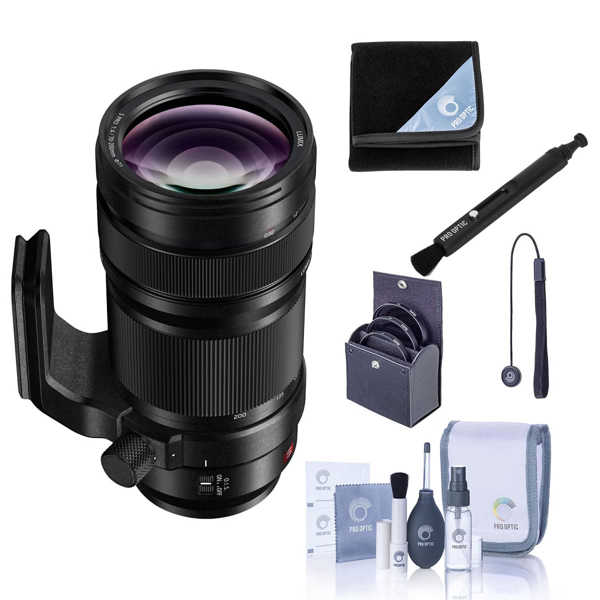 Bundle - Panasonic - LUMIX S PRO 70-200mm f/4 Lens, with Lens Wrap, 77mm Filter Kit, Lens Cleaner, Cleaning Kit and Lens Cap