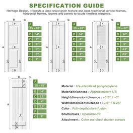 Kadyn - Classic Board & Batten Faux Shutters with 2 Horizontal Bars for Timeless and Durable Exterior Elegance, 14"x43" - White