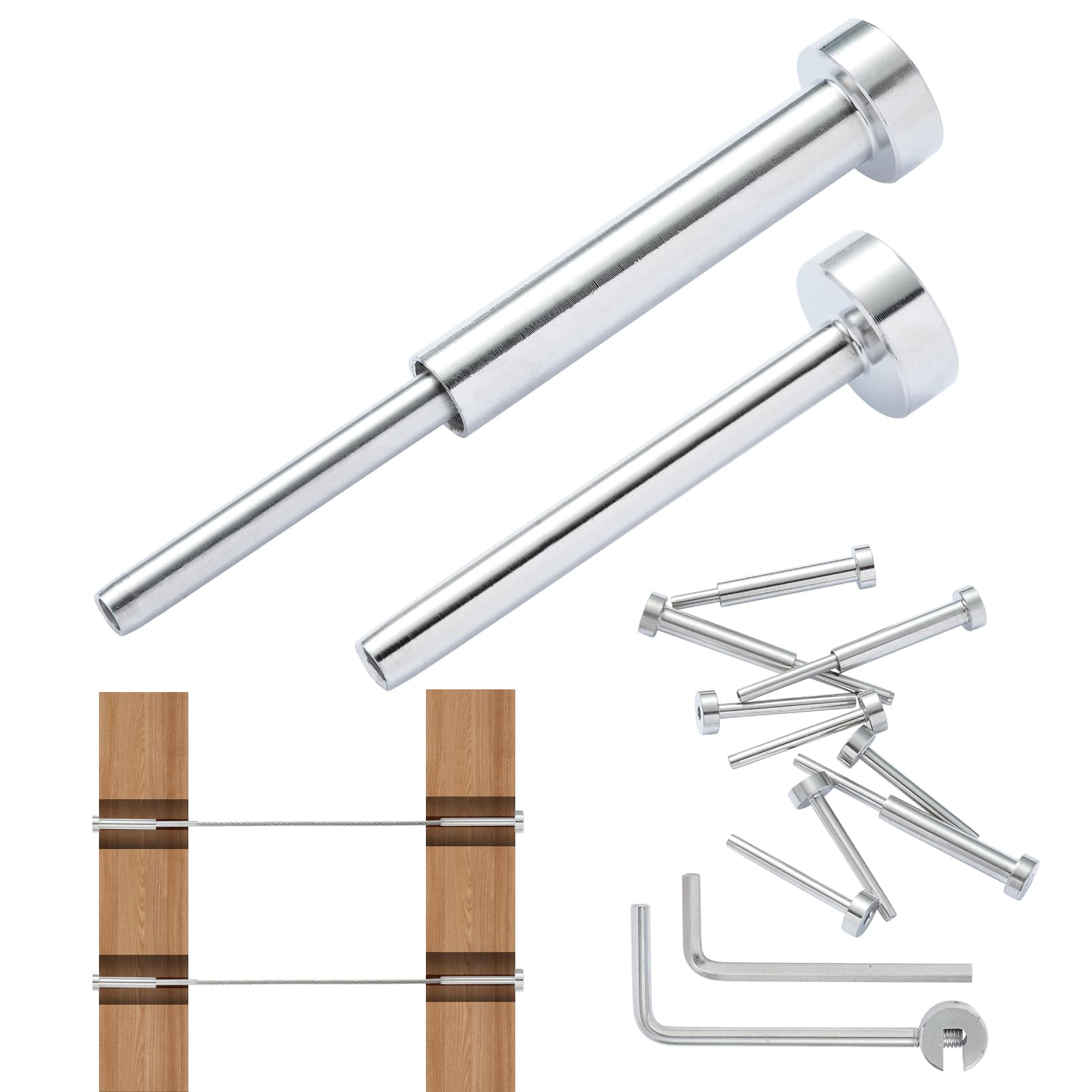 "VEVOR - 20 Pack Invisible Cable Railing kit, T316 Stainless Steel 1/8"" Invisible Receiver and Swage Stud End for Cable Railing - Silver" price history on PriceWatchPro
