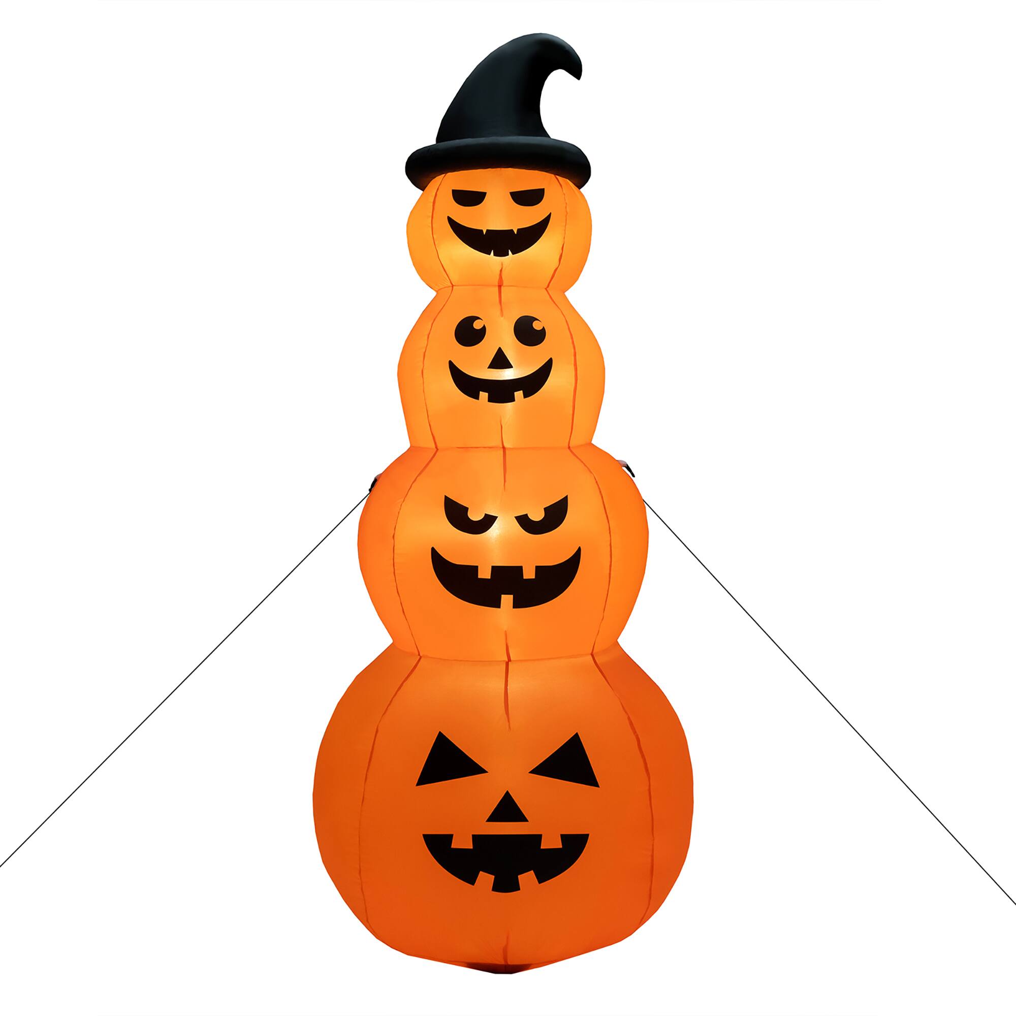 Alt View 14. Costway - 8FT Halloween Inflatable Stacked Pumpkins Blow-up Holiday Decoration w/ LED Lights - Orange.