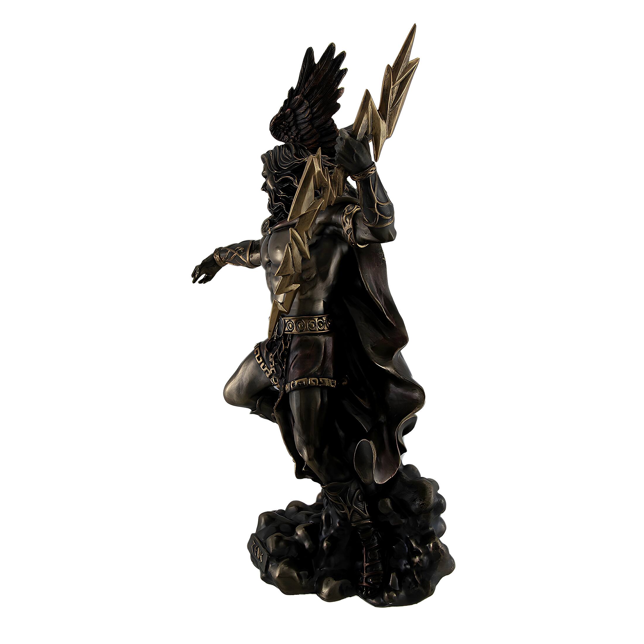 Alt View 2. Veronese Design - Zeus Greek God of Thunder w/Aetos Dios Wielding Lightning Bolt Statue - Bronze.