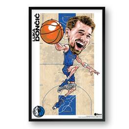 Sporticulture - Luka Don-i- Dallas Mavericks Framed 27" x 39" Player Caricature Art - Multicolor