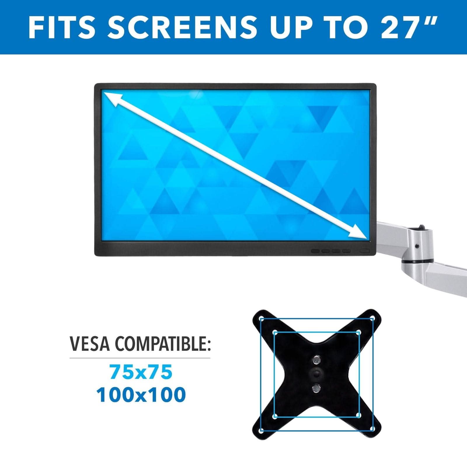 FITS SCREENS UP TO 27"  
VESCA COMPATIBLE:  
75x75  
100x100