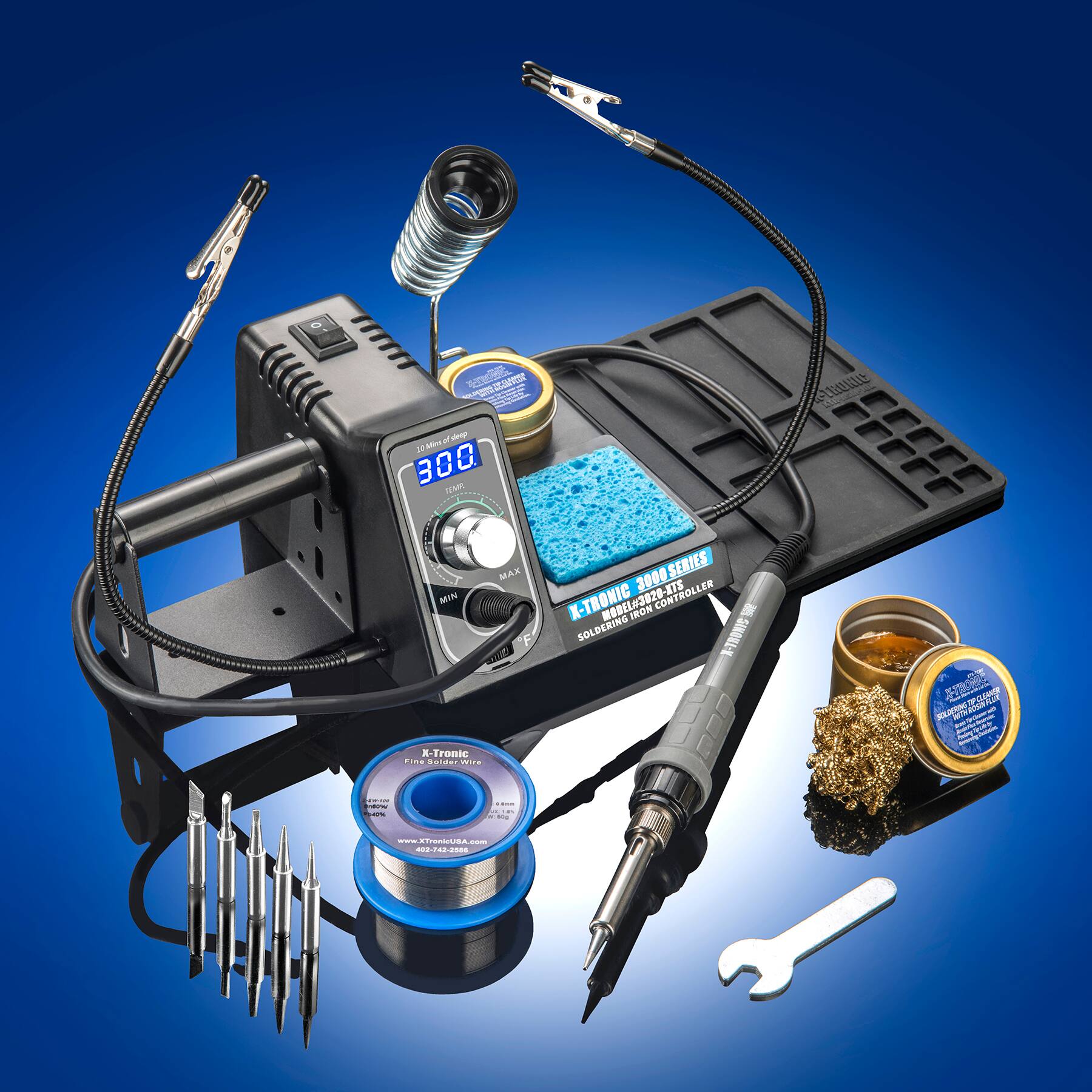 X-Tronic 300 TEARS MAX 3000 SERIES MIN CONTROLLER -XTS X-TRONIC SOLDERING MODEL#3020-KTS IRON  
X-TRONIC X-Tronic Fine Solder Wire  
TRUNIE MARCHER  
CLEANER  
Municher-beration pap  
NEW W HOTE  
LE BY. eig  
www.XTronicUSA.com 402-742-2586