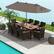 Alt View 3. Costway - 11 PCS Patio Dining Set with 15ft Double-Sided Patio Umbrella (Base Included) - Mix Brown + Coffee.