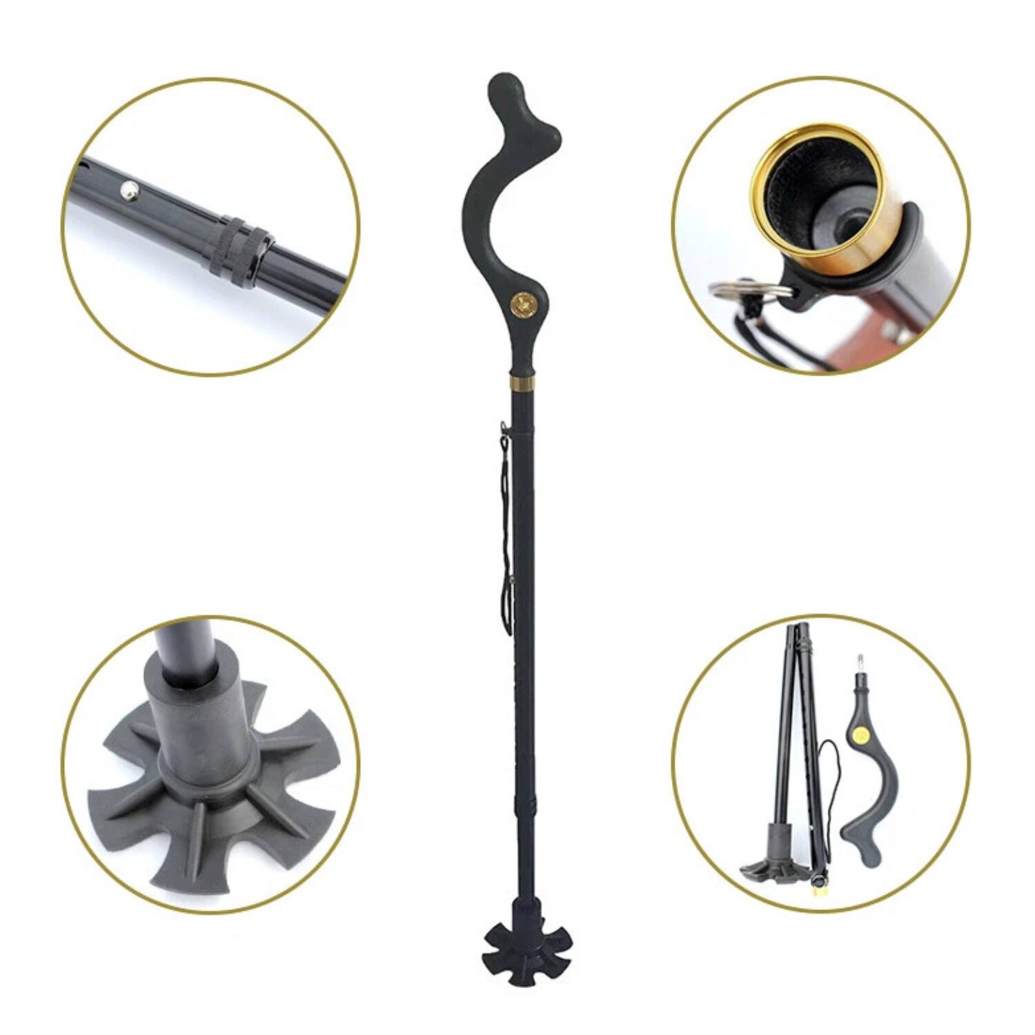 Angle. Stock Preferred - Retractable Straight Posture Cane - Black.