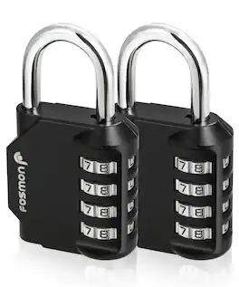 Fosmon - 2 Pack Locker Lock, 4 Digit Padlock Combination Lock for Locker, Easy-to-Set Combo Lock for Gym Lock Box School - Black