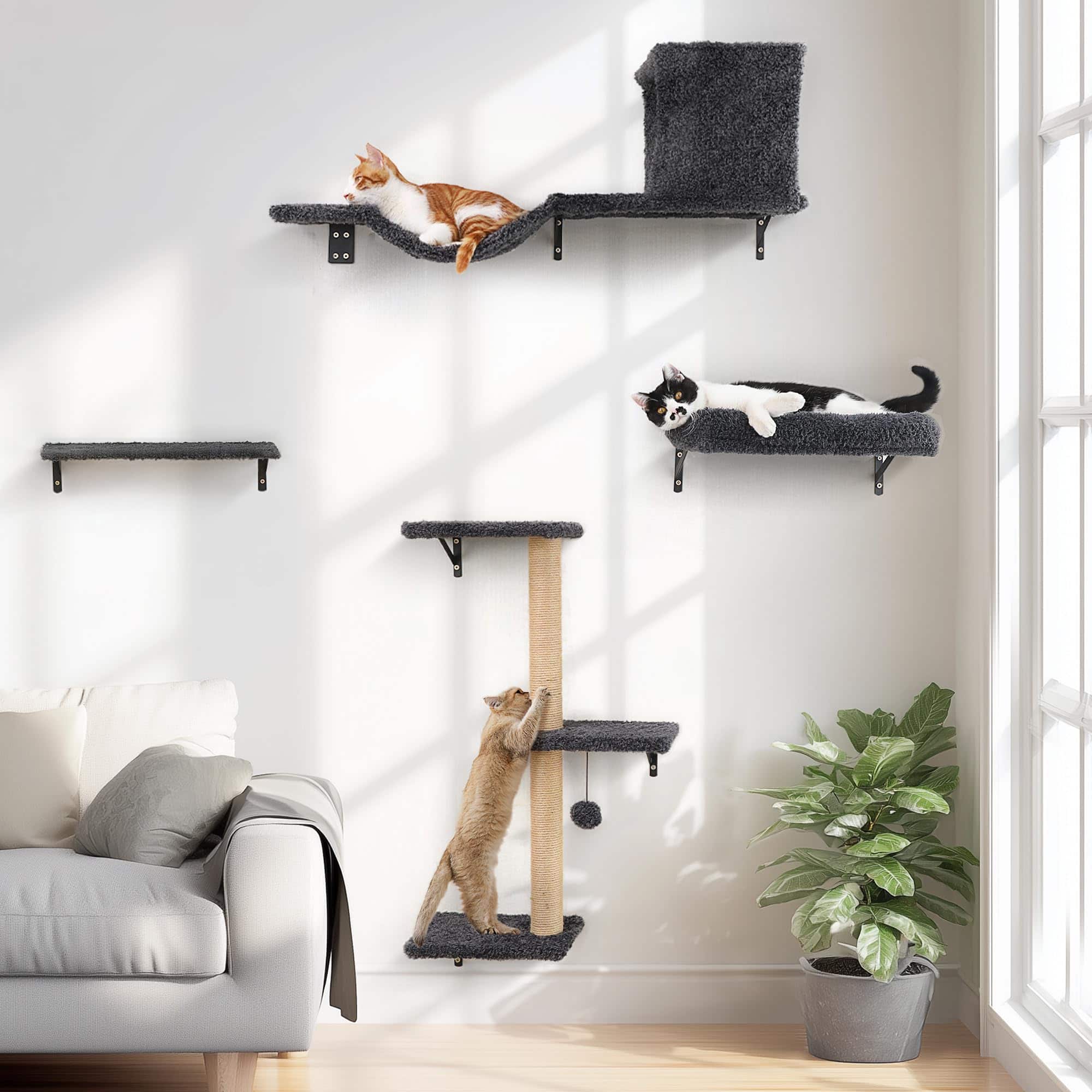 Hirose Alice - Cat Wall Shelves Stable & Safe 1 Furniture Wooden Climbing With For Drywall - Gray