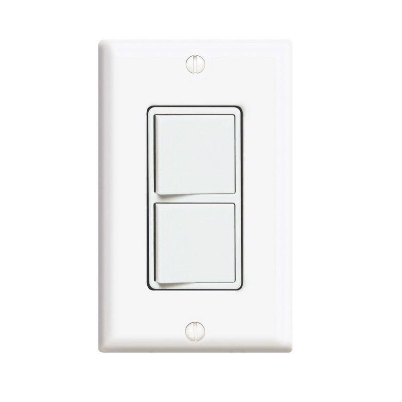 Angle. Leviton - Decora 5679-W Two Rocker Switches with Wallplate - White.