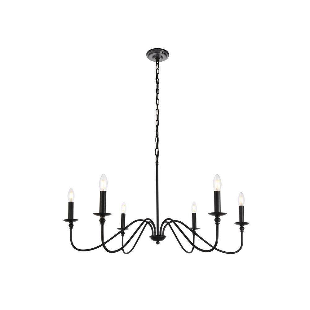 Angle. Living District - Rohan Collection Chandelier D36 H19 Lt:6 Matte Black Finish - Matte Black.