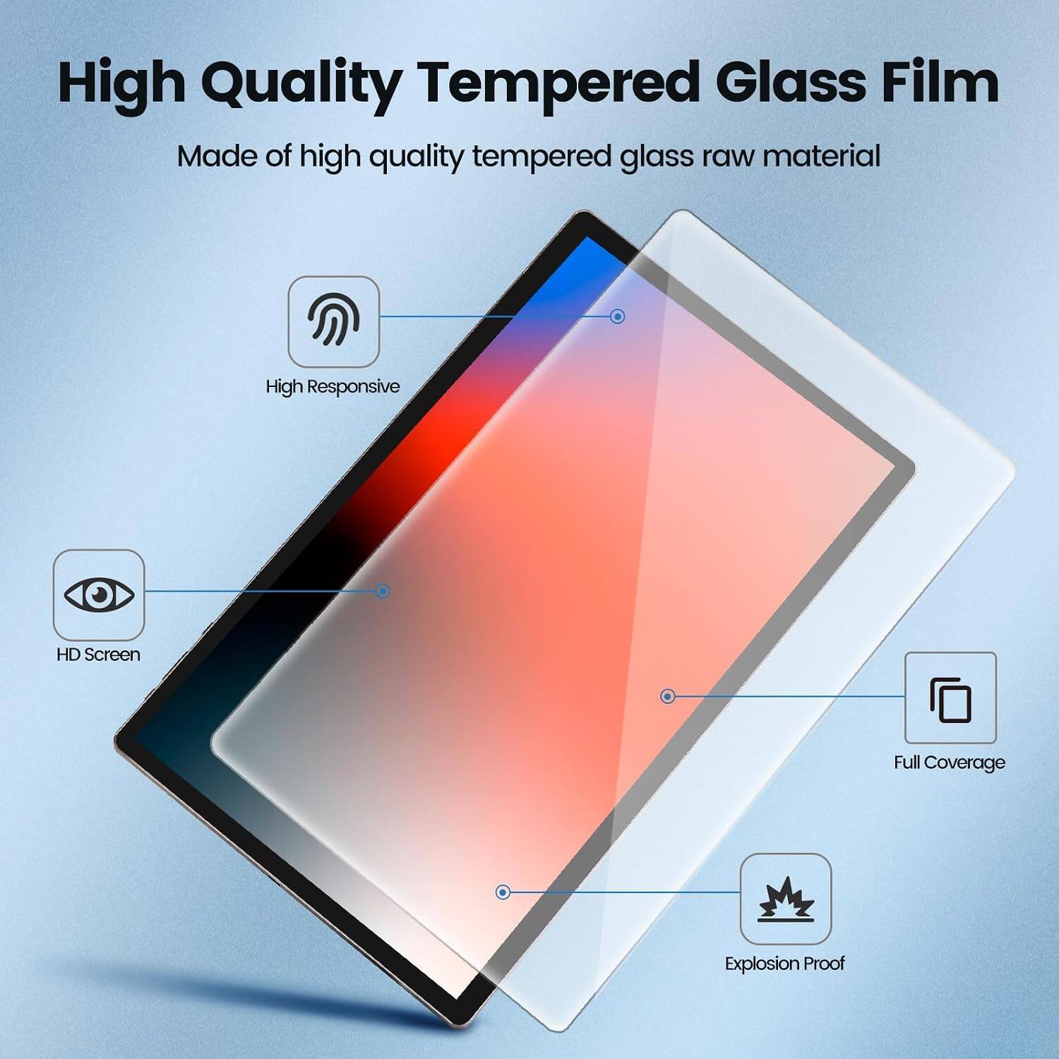 High Quality Tempered Glass Film  
Made of high quality tempered glass raw material

- High Responsive
- HD Screen
- Full Coverage
- Explosion Proof