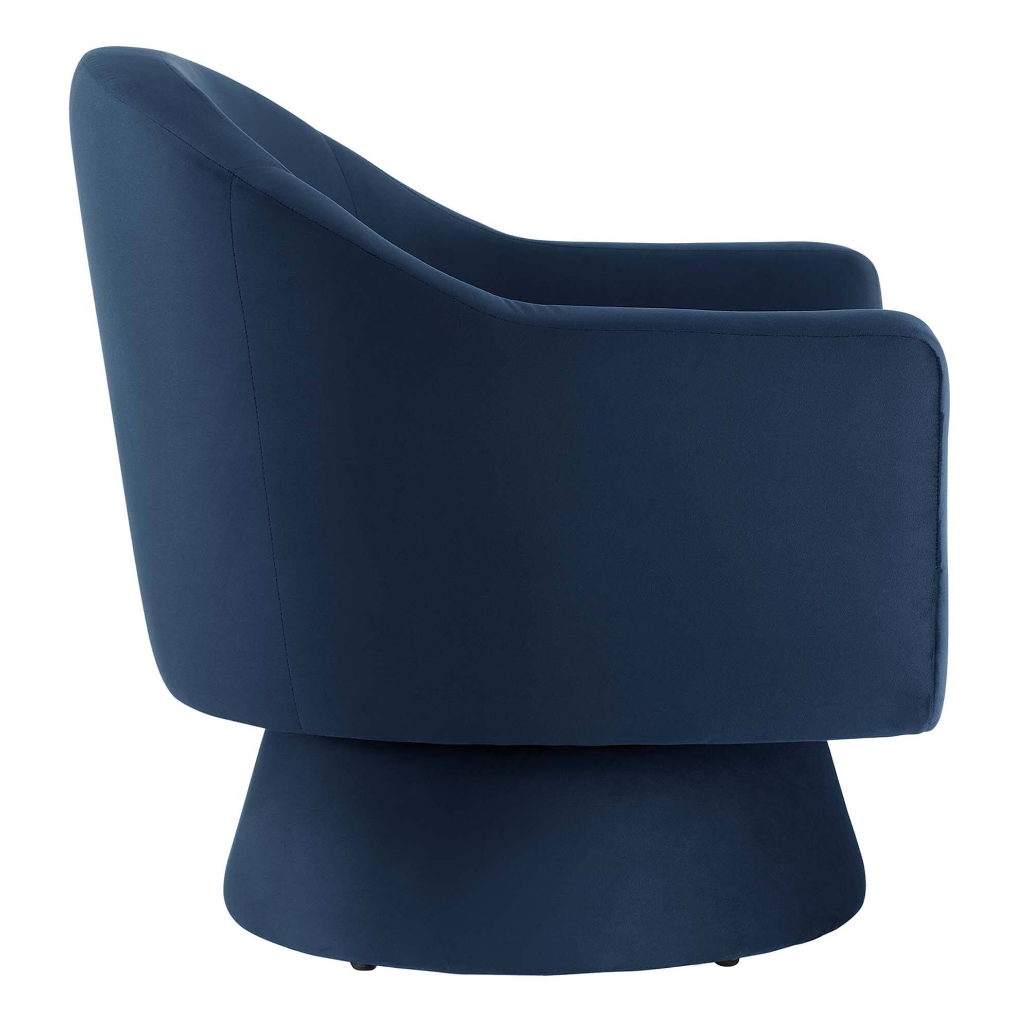 Alt View 2. Modway - Astral Performance Velvet Fabric and Wood Swivel Chair by Modway - Midnight Blue.