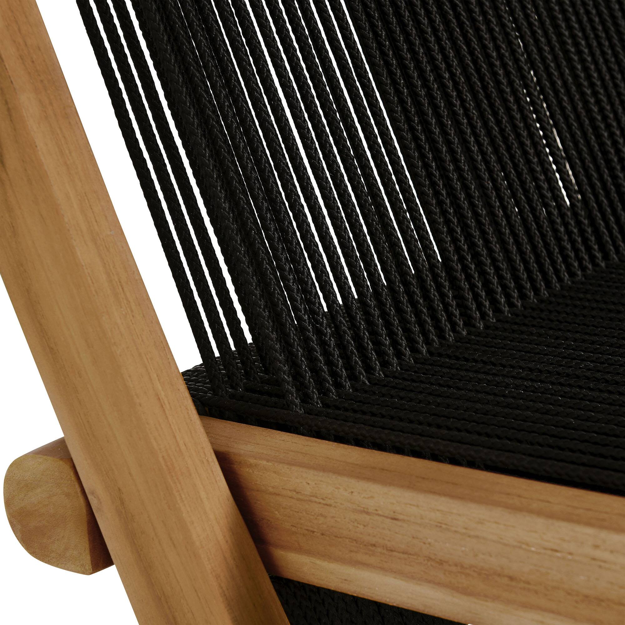 Alt View 8. Modway - Vienna Outdoor Patio Teak and Rope Folding Chairs Set of 4 by Modway - Natural Black.