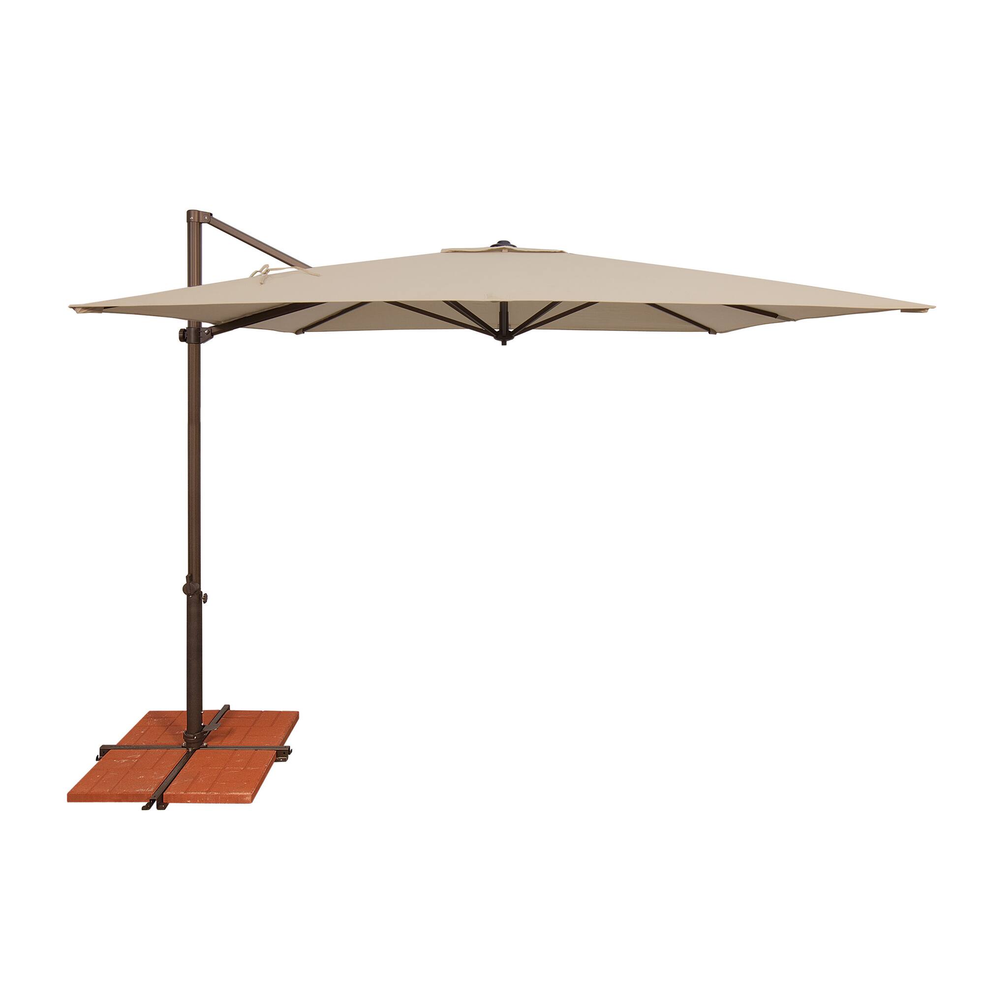 Mondawe - 8.6' Square Cantilever Patio Umbrella Bronze Frame with Cross Bar Stand - Beige