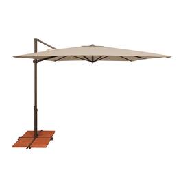 Mondawe - 8.6' Square Cantilever Patio Umbrella Bronze Frame with Cross Bar Stand - Beige