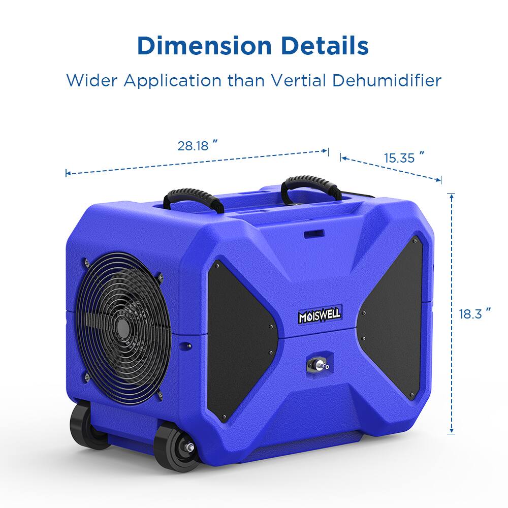 Dimension Details  
Wider Application than Vertical Dehumidifier  

28.18"  
15.35"  
18.3"  

MOISWELL