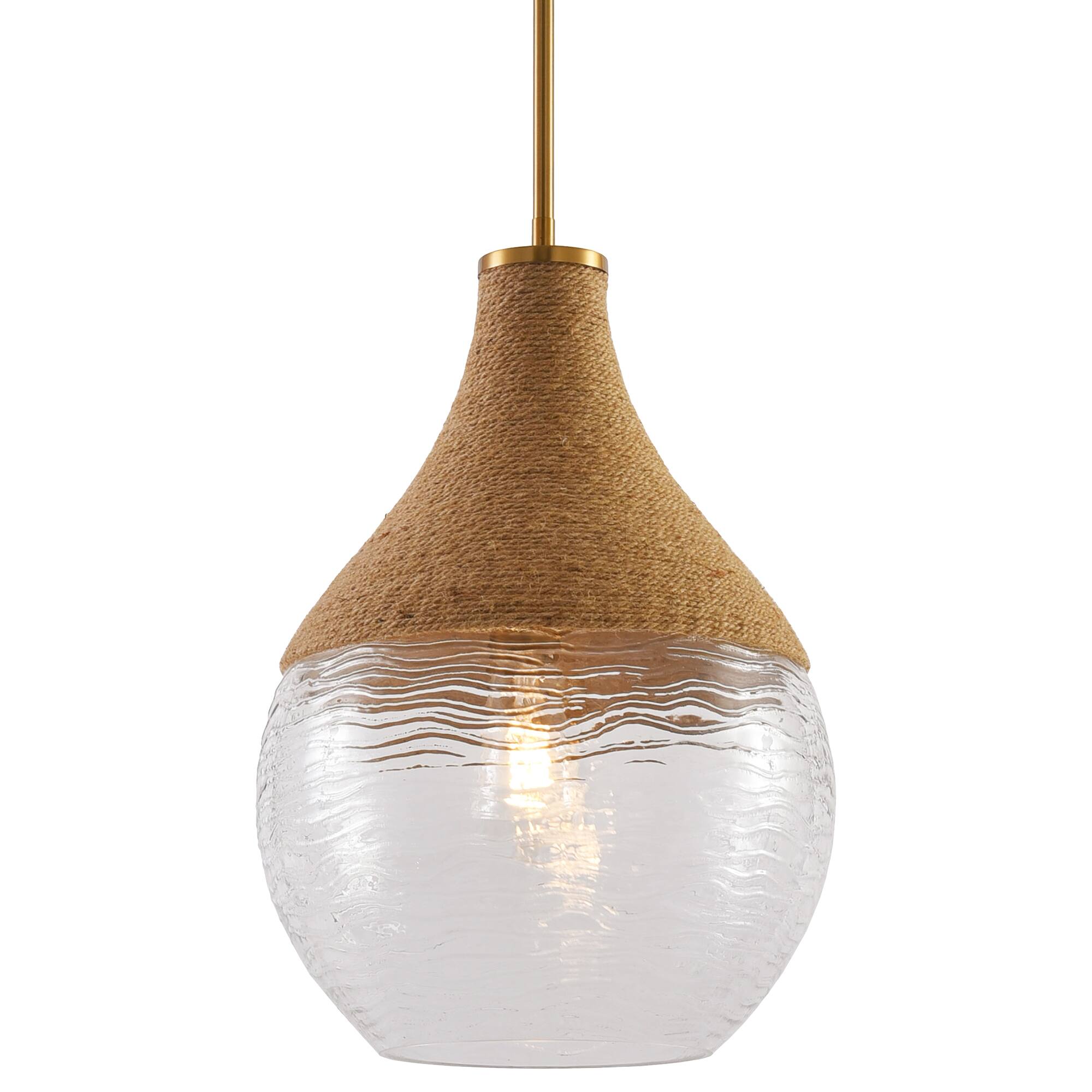 Alt View 7. Parrot Uncle - 1-Light Natural Modern Brass Hand-Woven Hemp Rope Hanging Lamp Pendant Light - Brass.