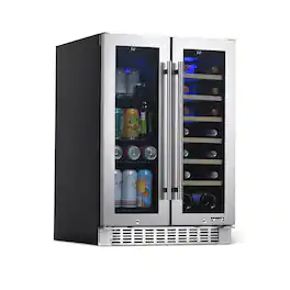 NewAir - 24" 58-Can, 18-Bottle Premium Built-in Dual Zone Beverage Fridge - Stainless Steel