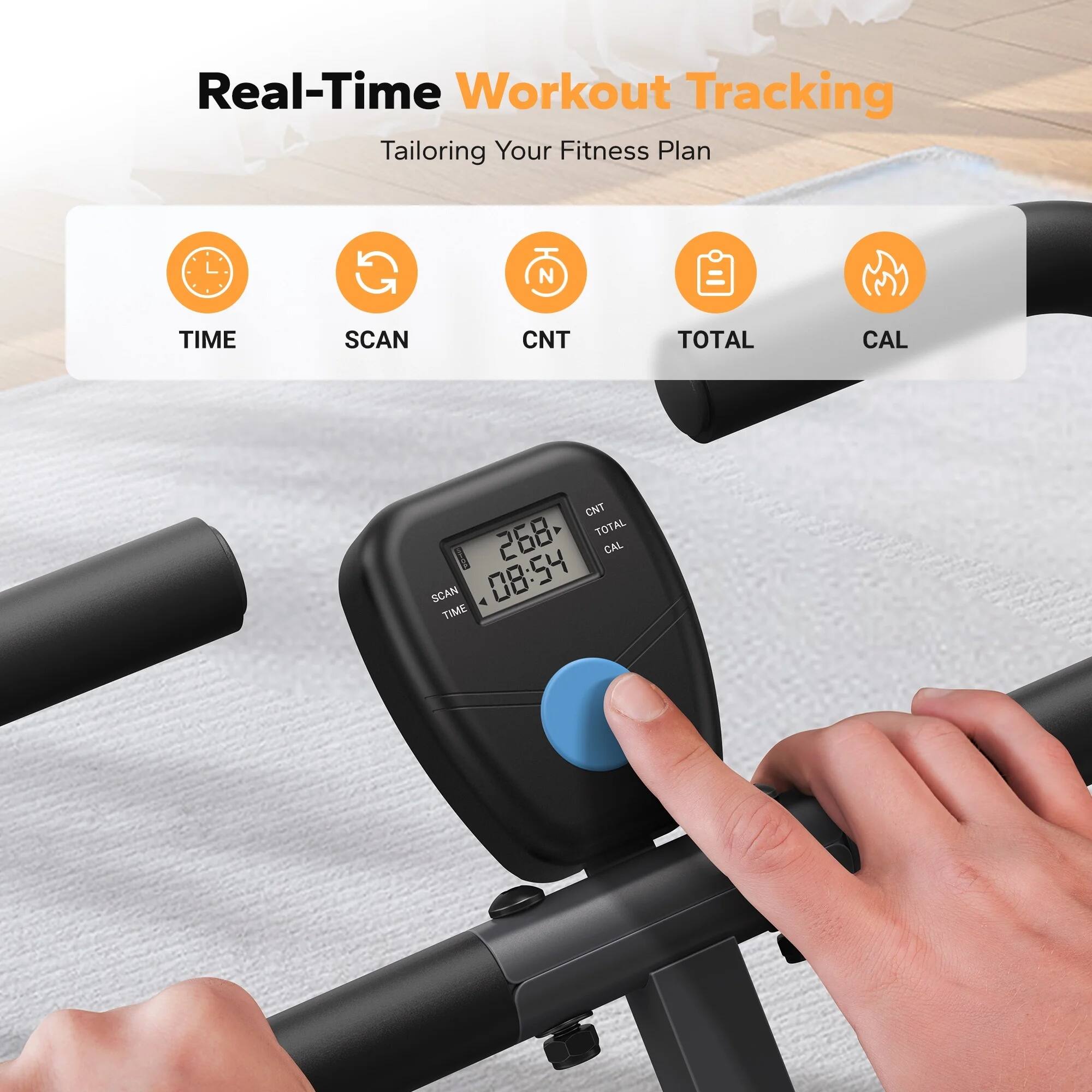 Real-Time Workout Tracking  
Tailoring Your Fitness Plan  

TIME SCAN CNT TOTAL CAL  

268  
08:54