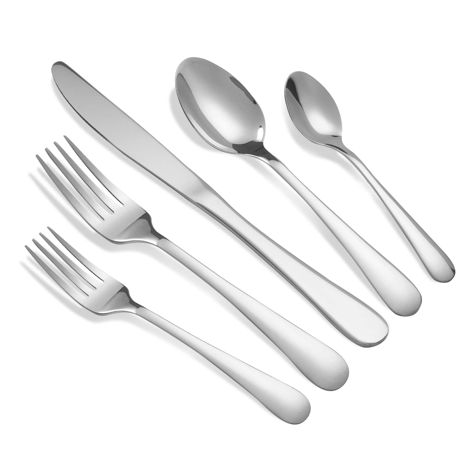 KOOMADE - 20Pcs Flatware Set Service for 4 Stainl Steel Flatware Serving Set Cutlery Set Knife, Fork, and Spoon Kitchen - Silver