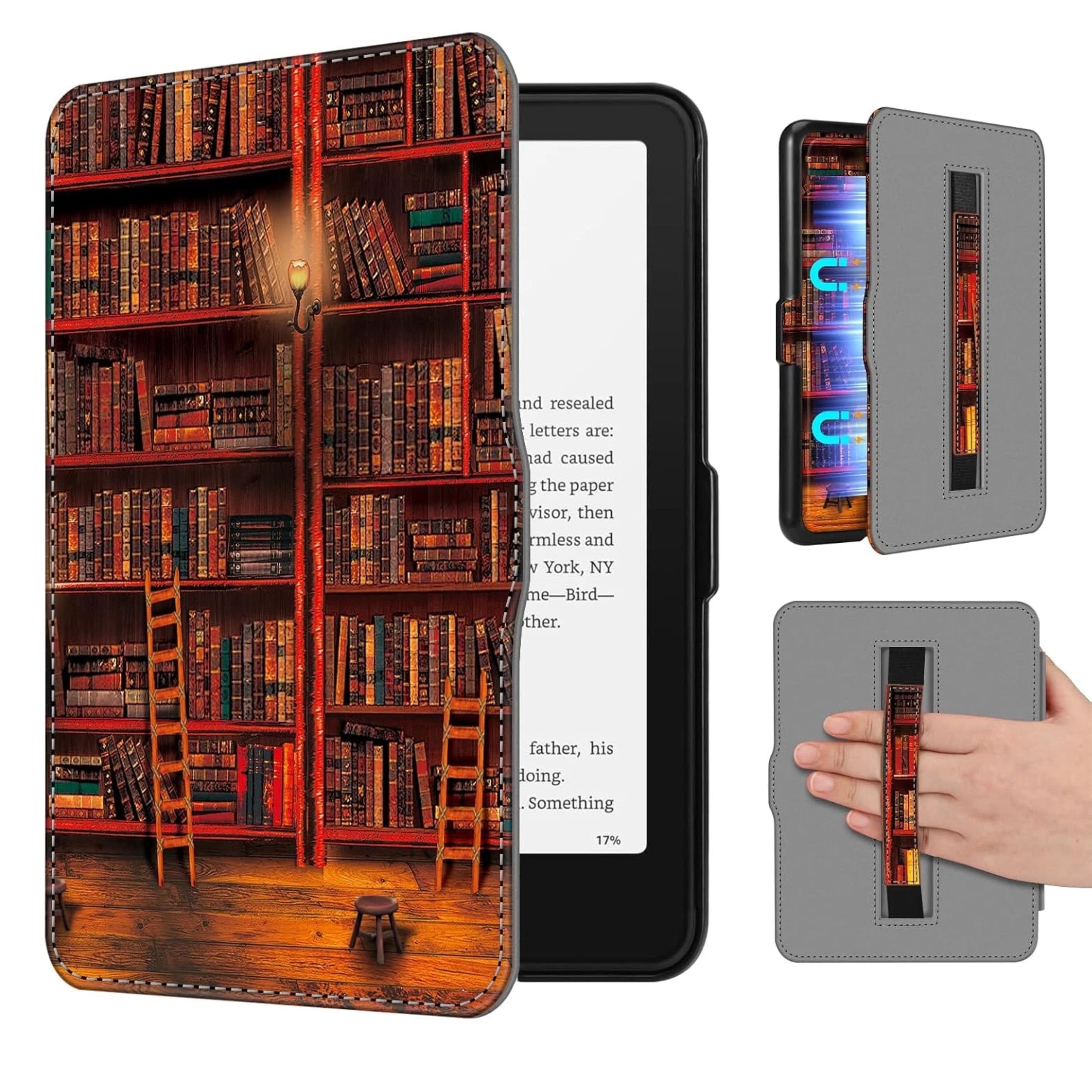 Kitcheniva - Slim Shell Case With Hand Strap For 7" Kindle Paperwhite (12th Gen 2024) Library - Multicolor