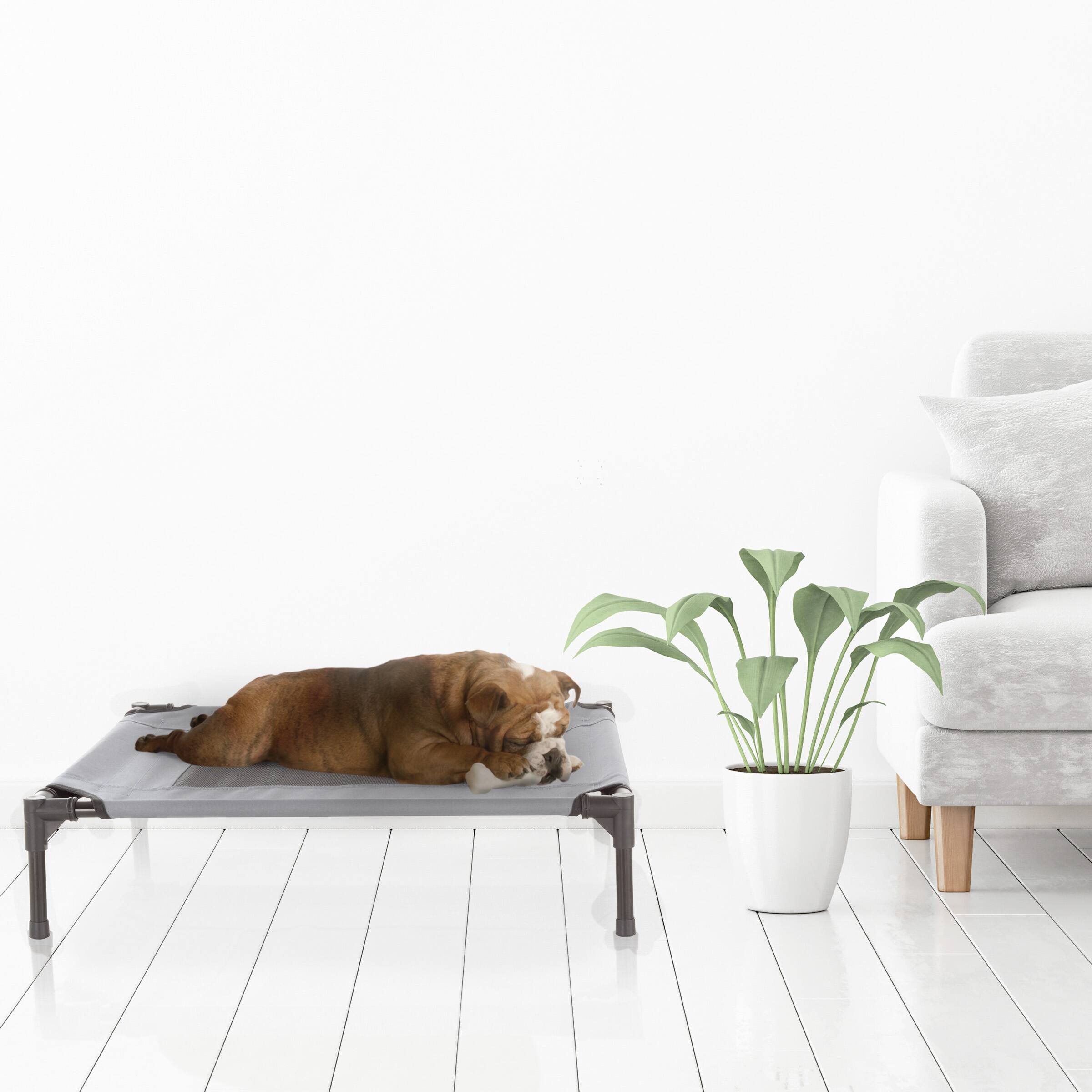 Alt View 3. PetMaker - Elevated Dog Bed 30x24-Inch Pet Bed with Non-Slip Feet - Indoor/Outdoor Dog Mattress or Puppy Cot for Pets up to 50lbs - Gray.