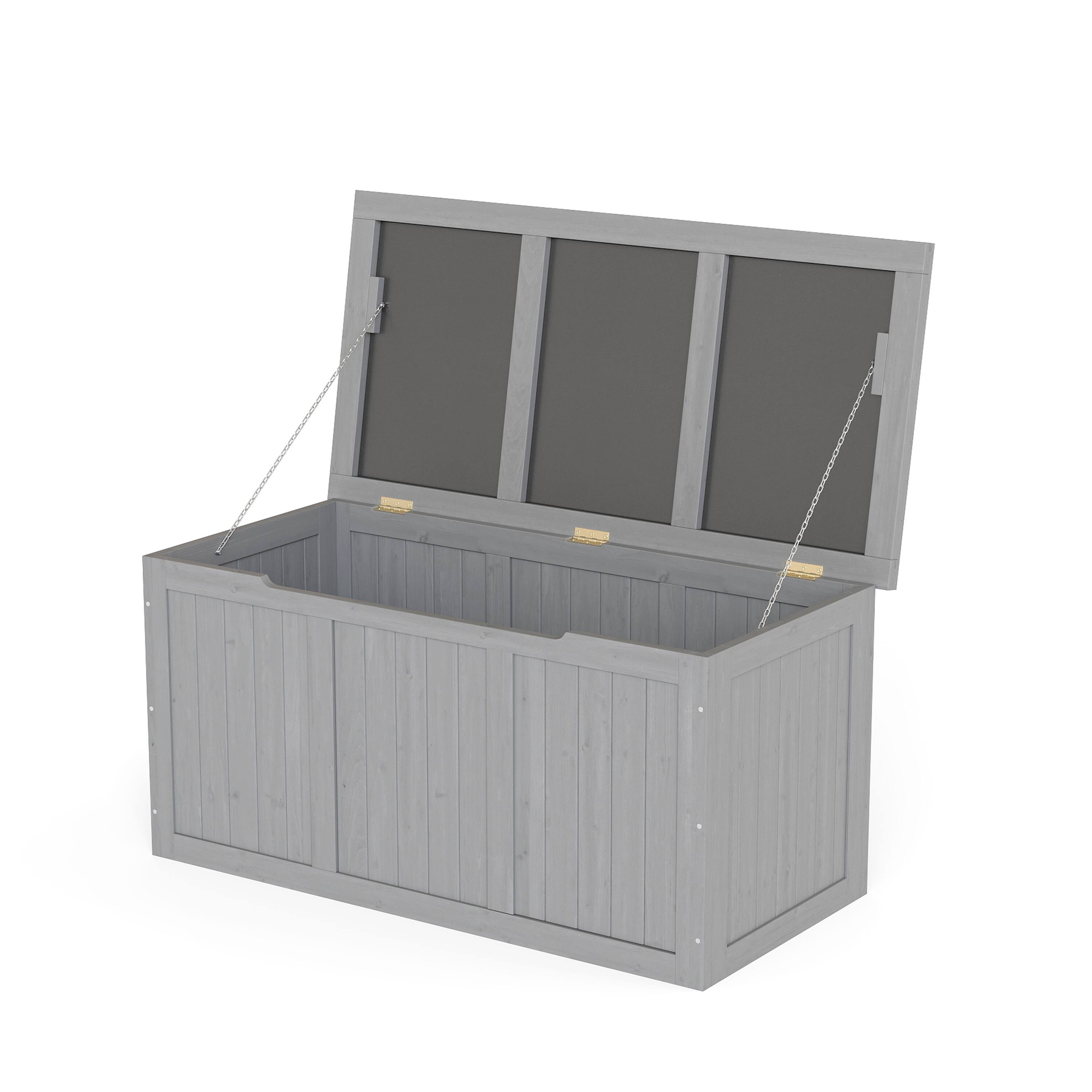 Alt View 2. APRILSOUL - 67 Gallon Wooden Deck Box with Spacious Storage Durable Weather Resistant - Gray.