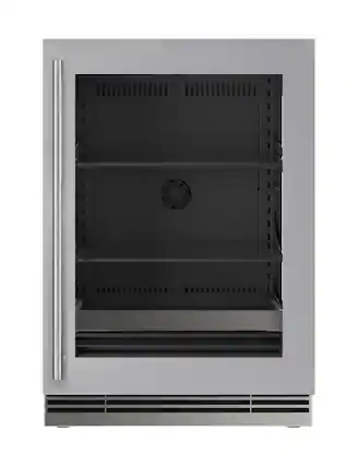 Front. U-Line - U-Line 24"W. 5.1 Cu.Ft. Built-In Stainless Steel Frame w. Glass Compact Beverage Center - Stainless Steel.