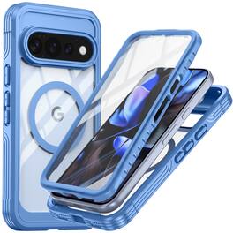 Dteck - Magnetic for Google Pixel 11 Pro Case with Built-in Screen Protector, Fits for MagSafe, Rugged Bumper Clear Cover - Blue