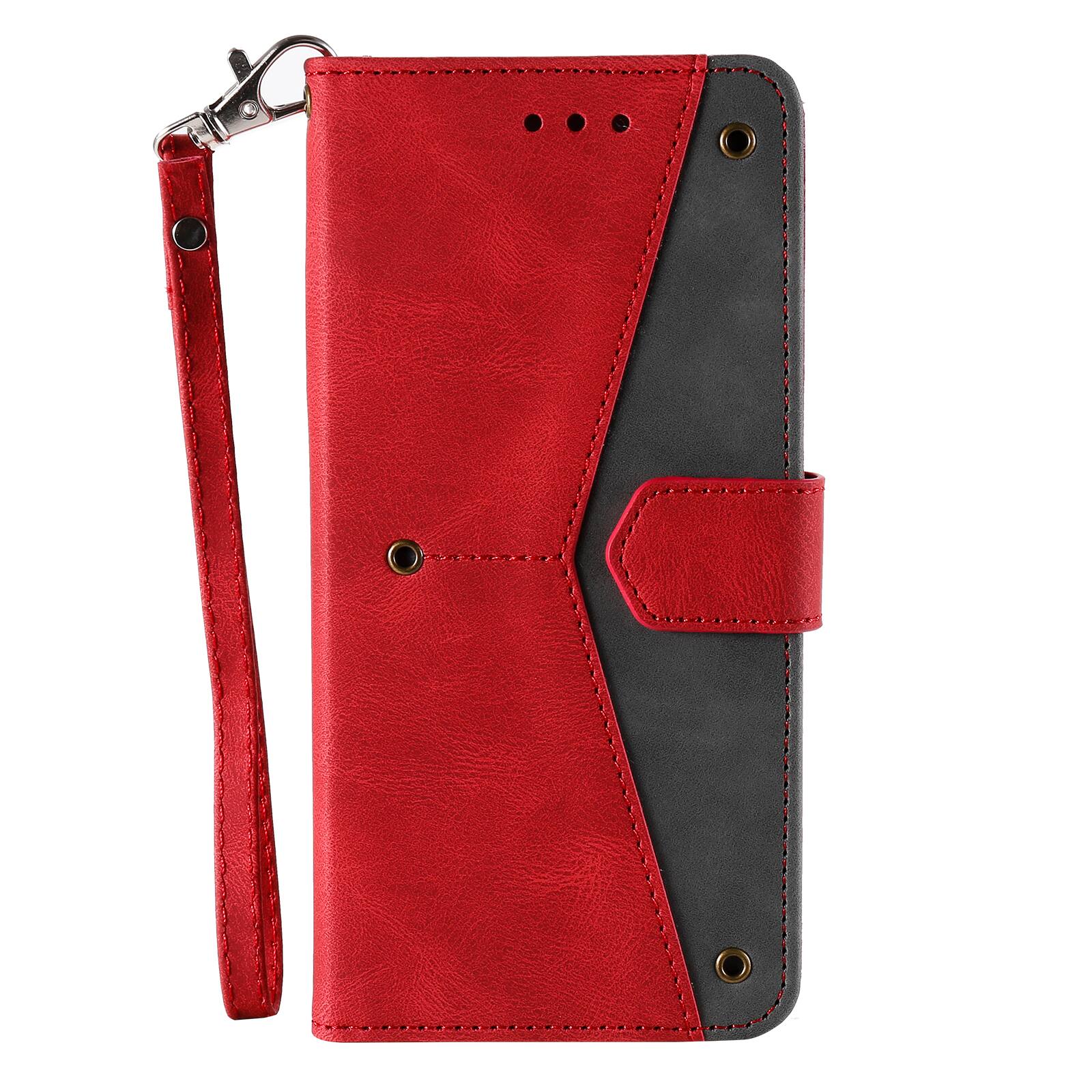Angle. Dteck - Wallet Case for Apple iPhone 17,Vintage PU Leather Flip Card Holder Kickstand Magnetic Closure Phone Cover - Red.